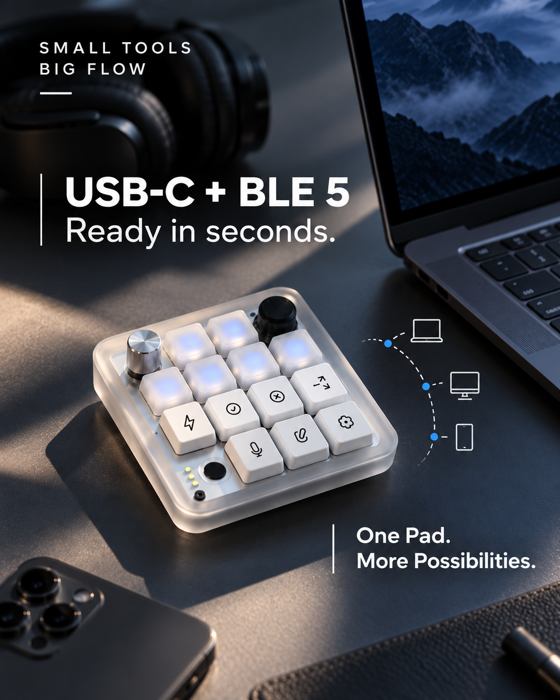AI Micro (13 Keys + Rotary Dial) — Physical Control for AI Workflows