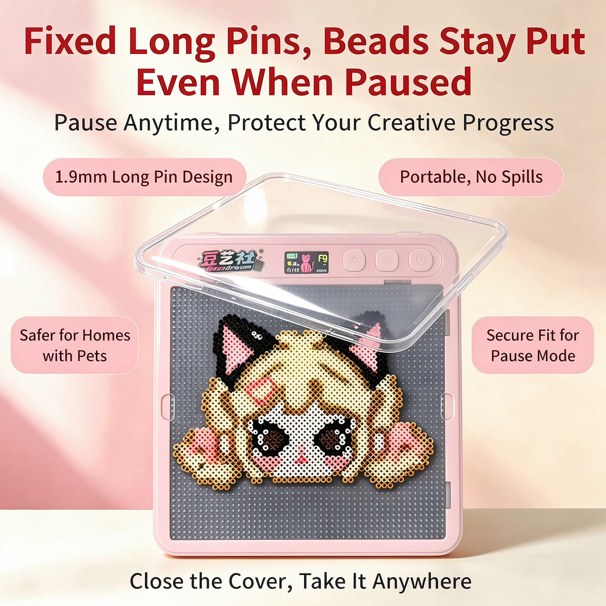 PixBeado Smart Bead Board 52×52 – Compatible with Perler, Artkal, Hama & NABBI 2.6mm Beads