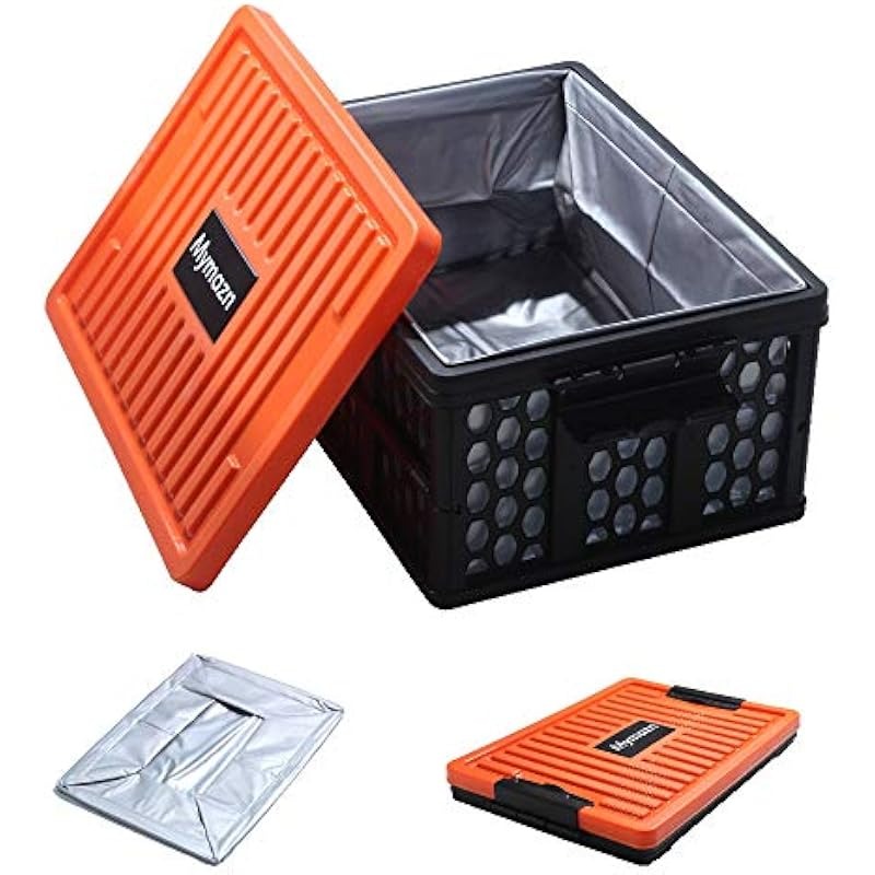 Trunk Organizer Foldable Waterproof Plastic Crate with Lid 40L Capacity