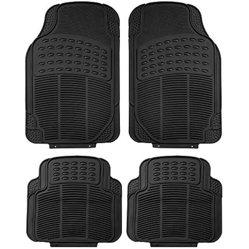 All-Weather Rubber Floor Mats – Universal Trim-to-Fit Set for Cars SUVs Trucks