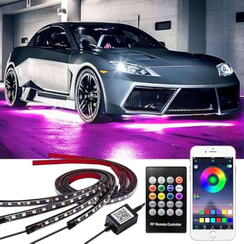 Smart RGB Underglow Lighting System with Bluetooth App RF Remote Music