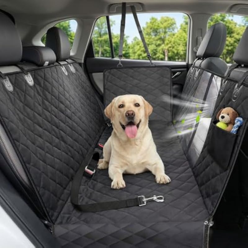 Dog Rear Seat Cover 600D Oxford Waterproof Scratch Resistant Hammock with Mesh