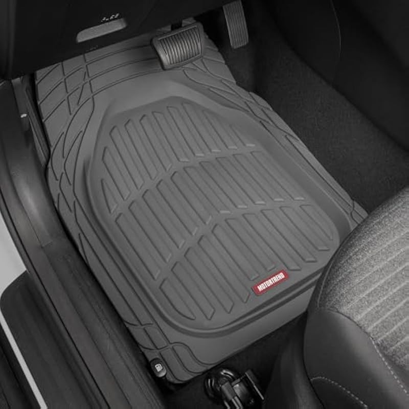 2PC Gray All-Weather Rubber Floor Liners – Deep Contour Universal Fit with Non