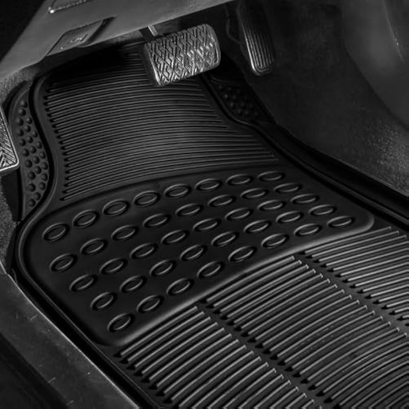 All-Weather Rubber Floor Mats – Universal Trim-to-Fit Set for Cars SUVs Trucks