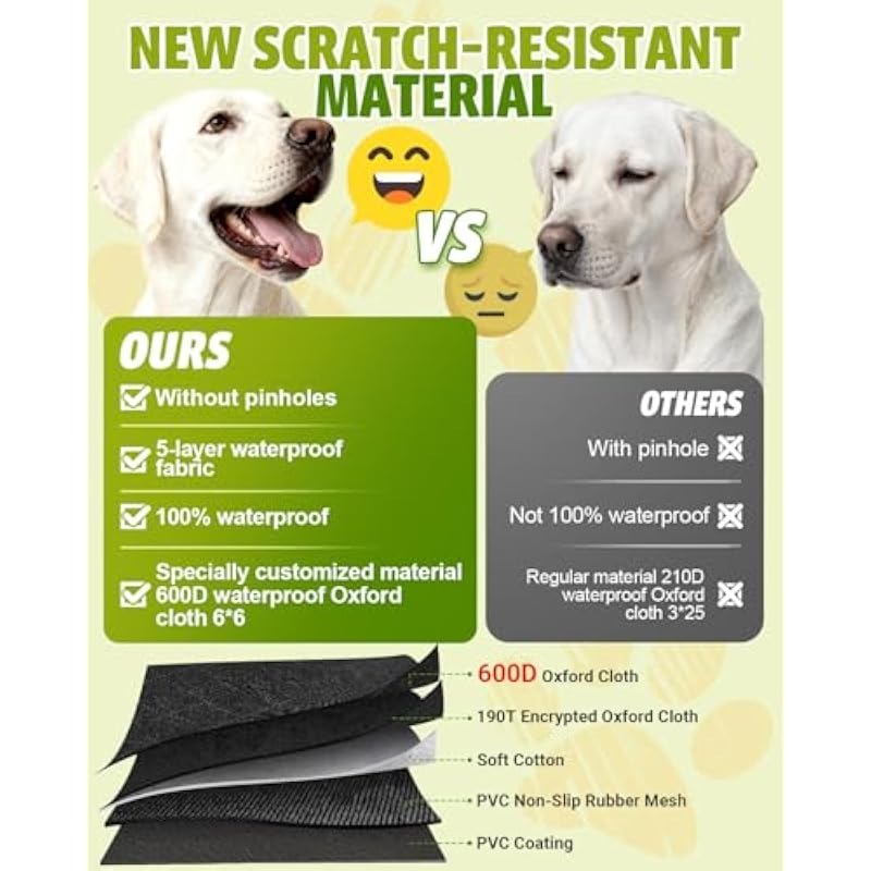 Dog Rear Seat Cover 600D Oxford Waterproof Scratch Resistant Hammock with Mesh