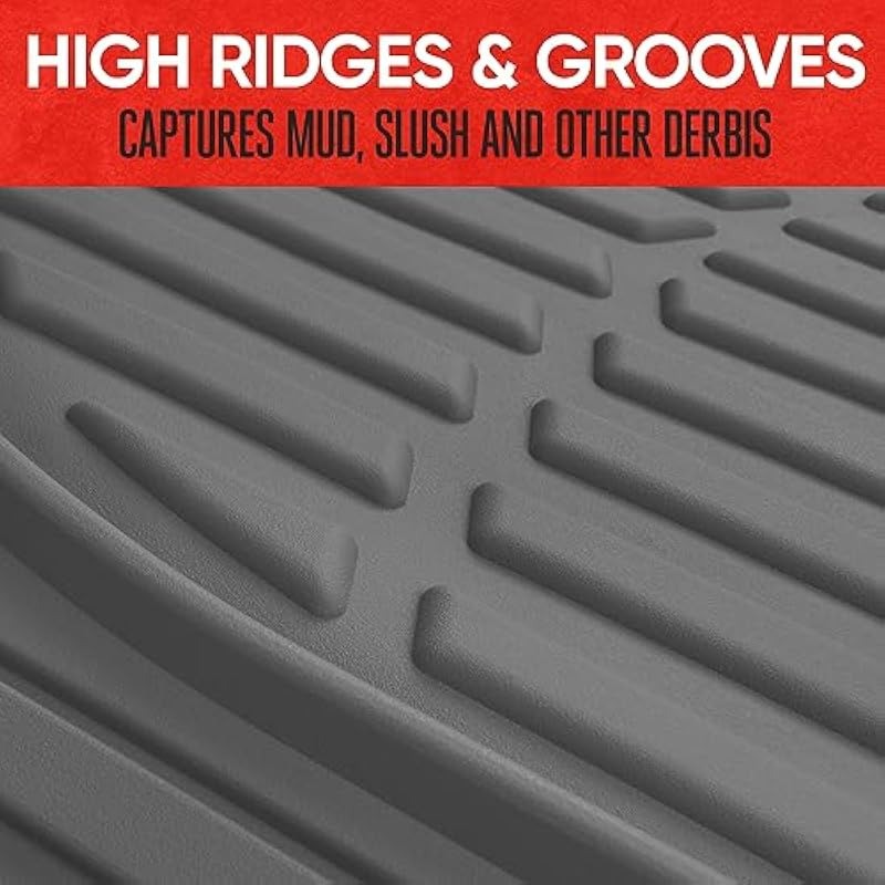 2PC Gray All-Weather Rubber Floor Liners – Deep Contour Universal Fit with Non