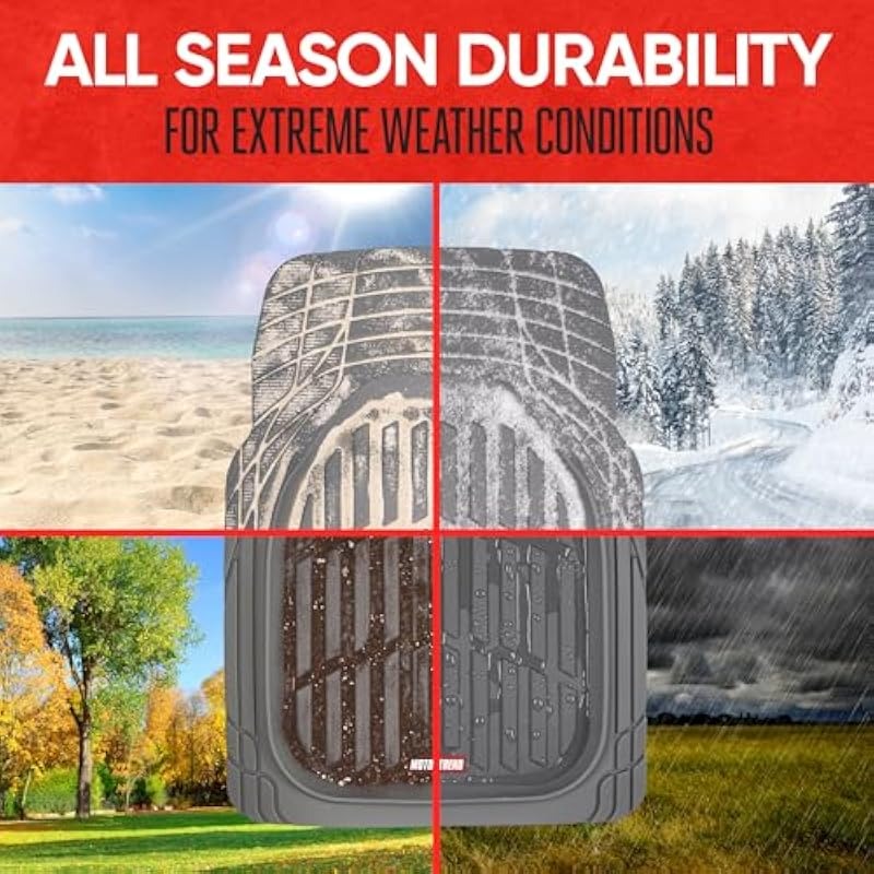 2PC Gray All-Weather Rubber Floor Liners – Deep Contour Universal Fit with Non