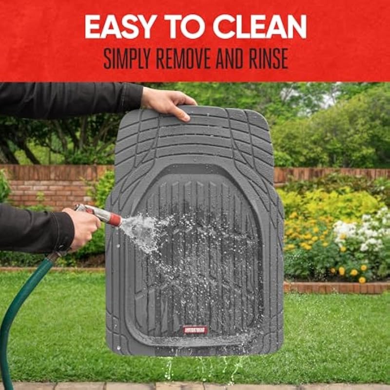 2PC Gray All-Weather Rubber Floor Liners – Deep Contour Universal Fit with Non