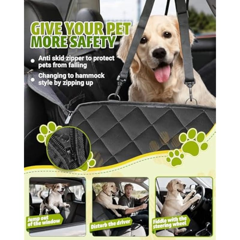 Dog Rear Seat Cover 600D Oxford Waterproof Scratch Resistant Hammock with Mesh