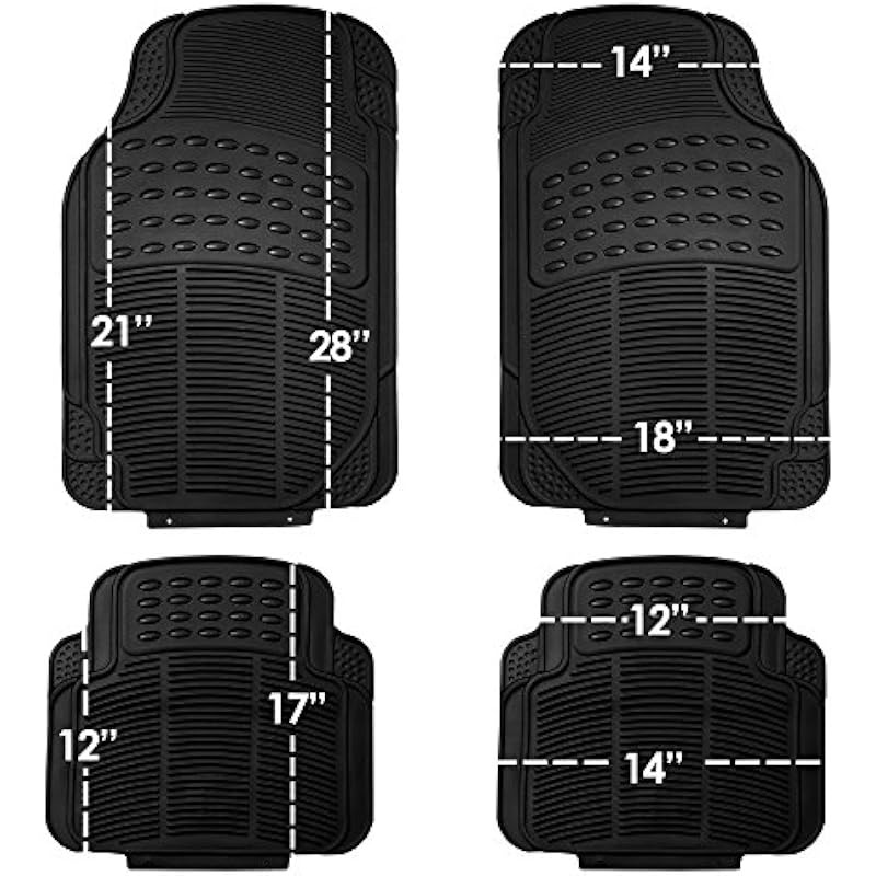 All-Weather Rubber Floor Mats – Universal Trim-to-Fit Set for Cars SUVs Trucks