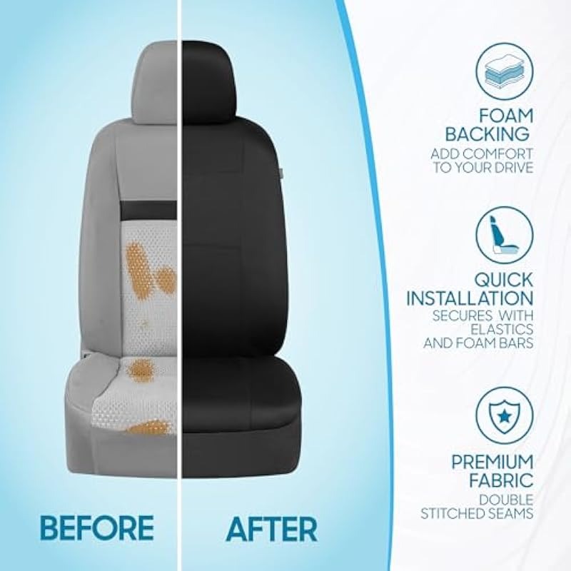 Universal Seat Covers Set Black – Front Rear Bench Headrest Covers 