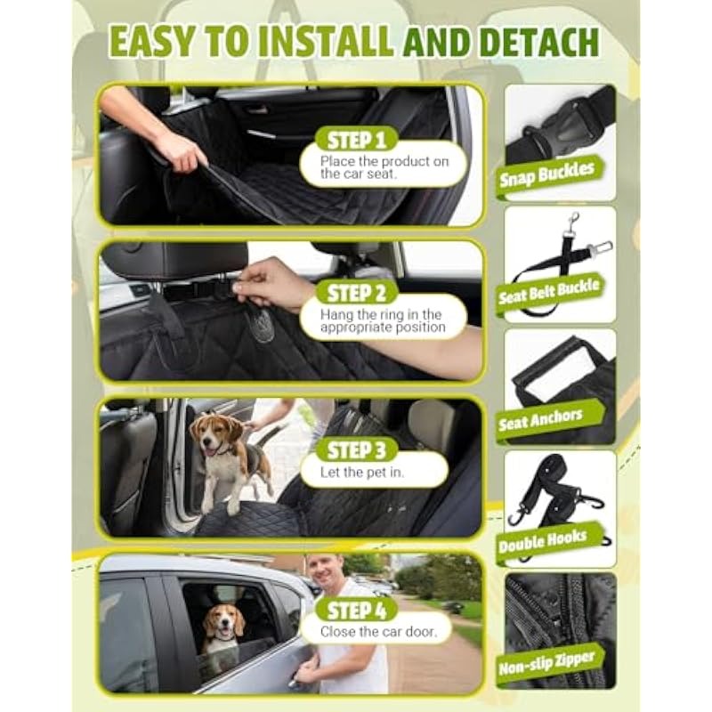 Dog Rear Seat Cover 600D Oxford Waterproof Scratch Resistant Hammock with Mesh