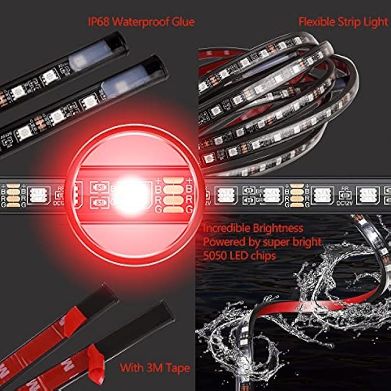 Smart RGB Underglow Lighting System with Bluetooth App RF Remote Music