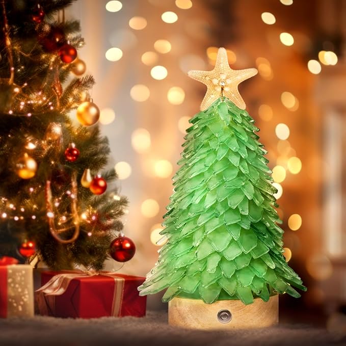 Handcrafted Sea Glass Style Christmas Tree | With LED Lights | Christmas Decoration