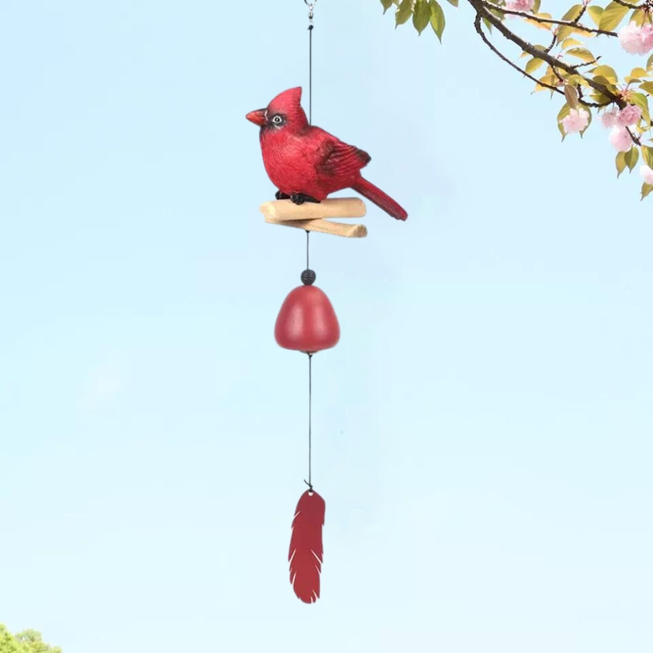 Resin Cardinal Wind Chime | Hand Painted Art