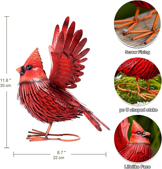 Handcrafted 3D Cardinal Metal Statue | Metal Art | Hand Painted Art