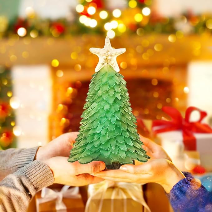 Handcrafted Sea Glass Style Christmas Tree | With LED Lights | Christmas Decoration