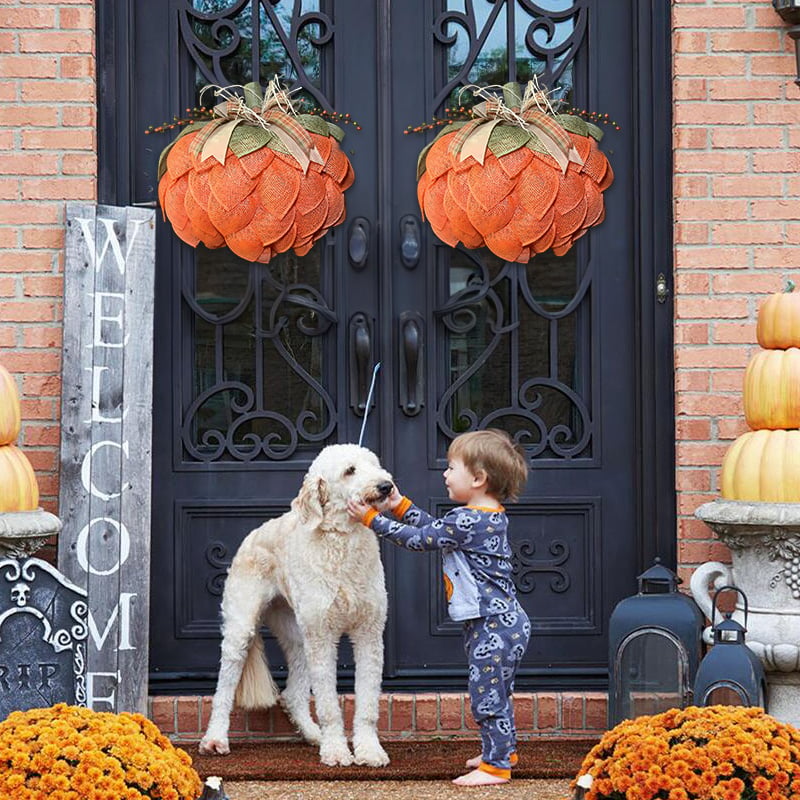 Handmade Halloween Pumpkin Wreath For Front Door