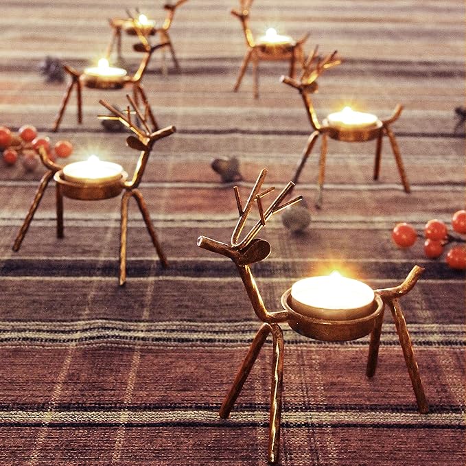 Handmade Metal Reindeer Tea Light Candle Holder | Christmas Decor | Thanksgiving Decor