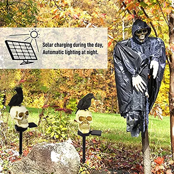 Solar Skull Crow Waterproof Landscape Light