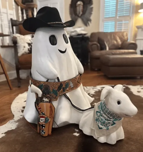 👻2024 Ghost Walking Dog Statue | Resin Art | Hand Painted Art