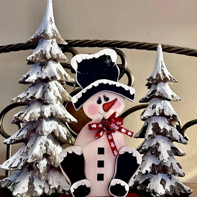 Outdoor Snowman Christmas Decorations, Wood Standing Porch Sign Merry Christmas