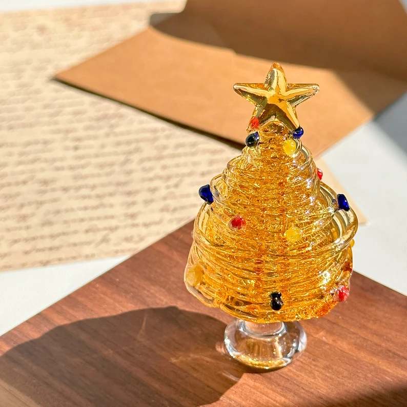 Handmade Glass Christmas Tree Statue