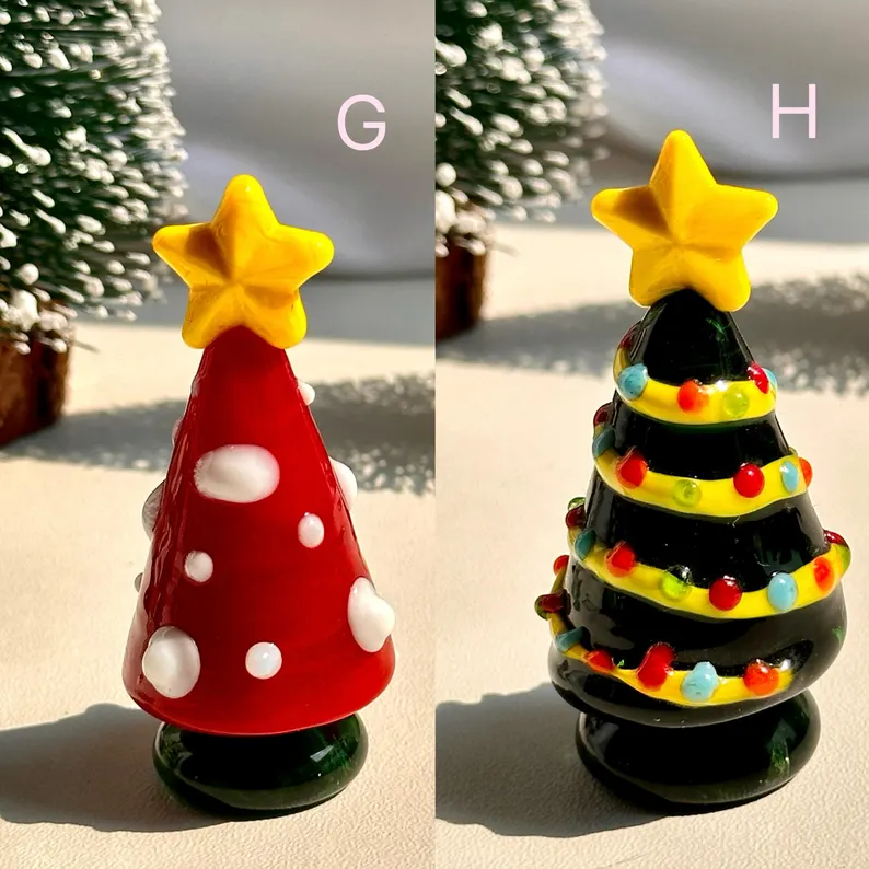 🎄Handmade Lampwork Miniature Christmas Trees