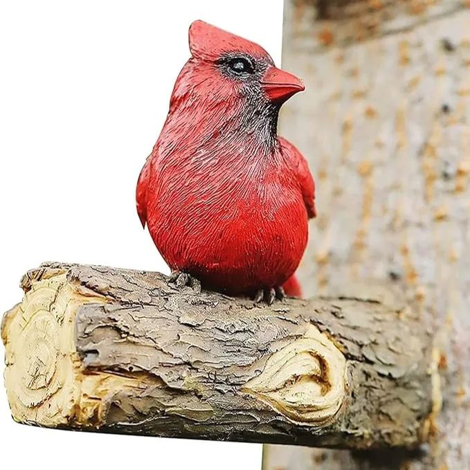 Cardinal Resin Statue | Tree Hugger | Hand Painted Art