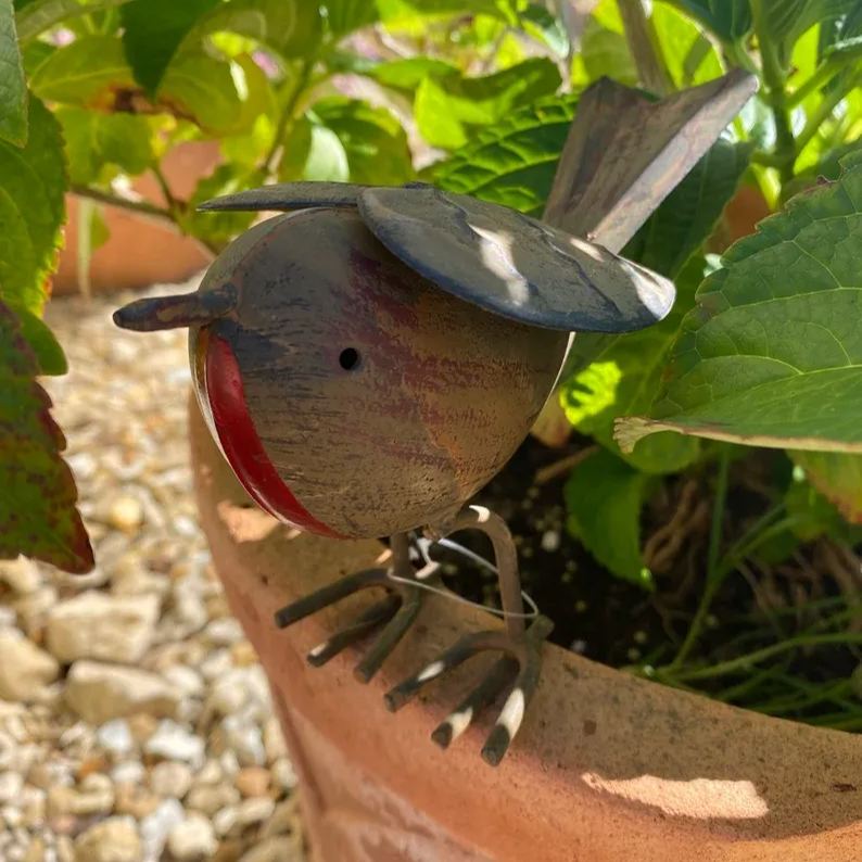 Handcrafted Metal Robin Ornament | Metal Art | Hand Painted Art