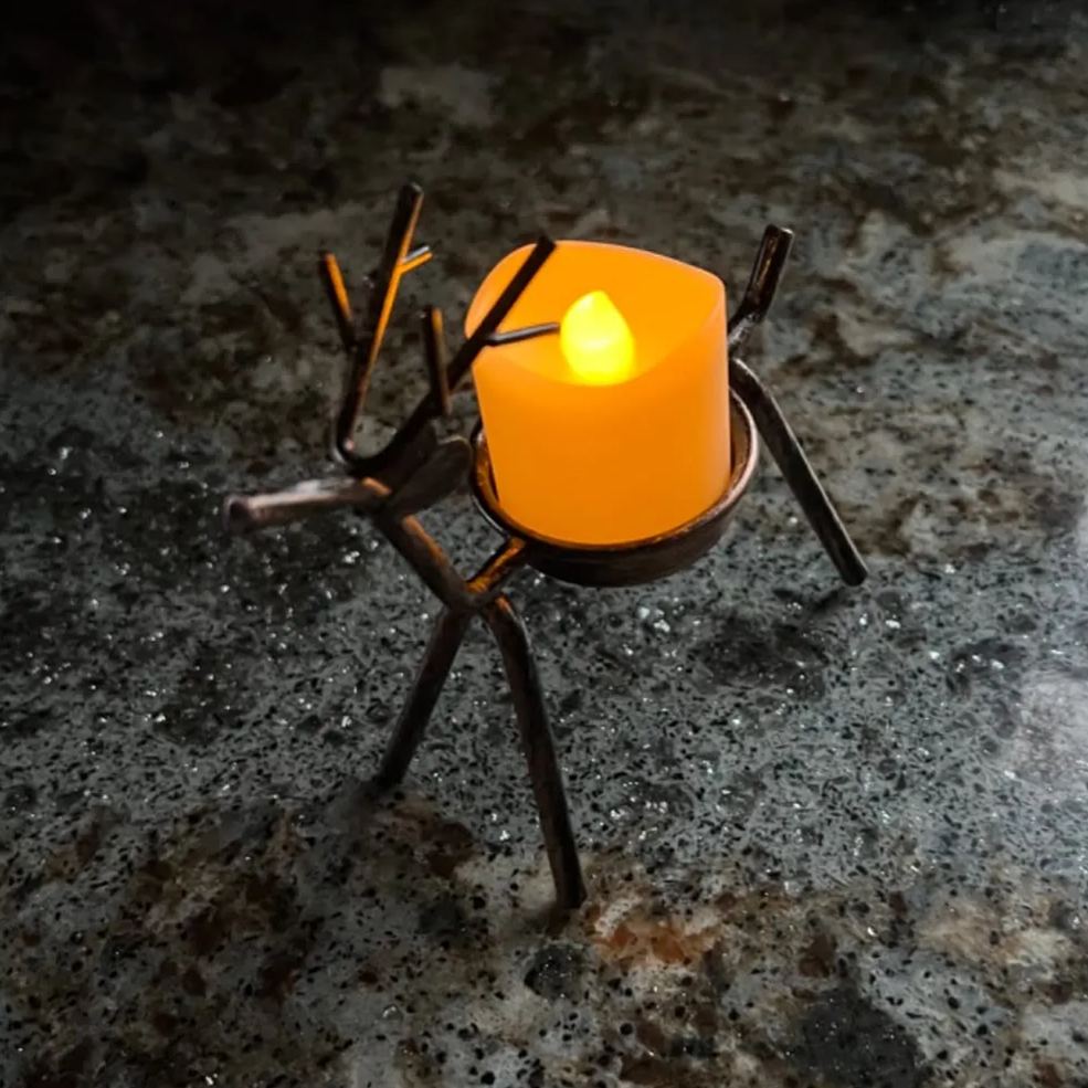 Handmade Metal Reindeer Tea Light Candle Holder | Christmas Decor | Thanksgiving Decor