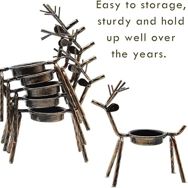 Handmade Metal Reindeer Tea Light Candle Holder | Christmas Decor | Thanksgiving Decor