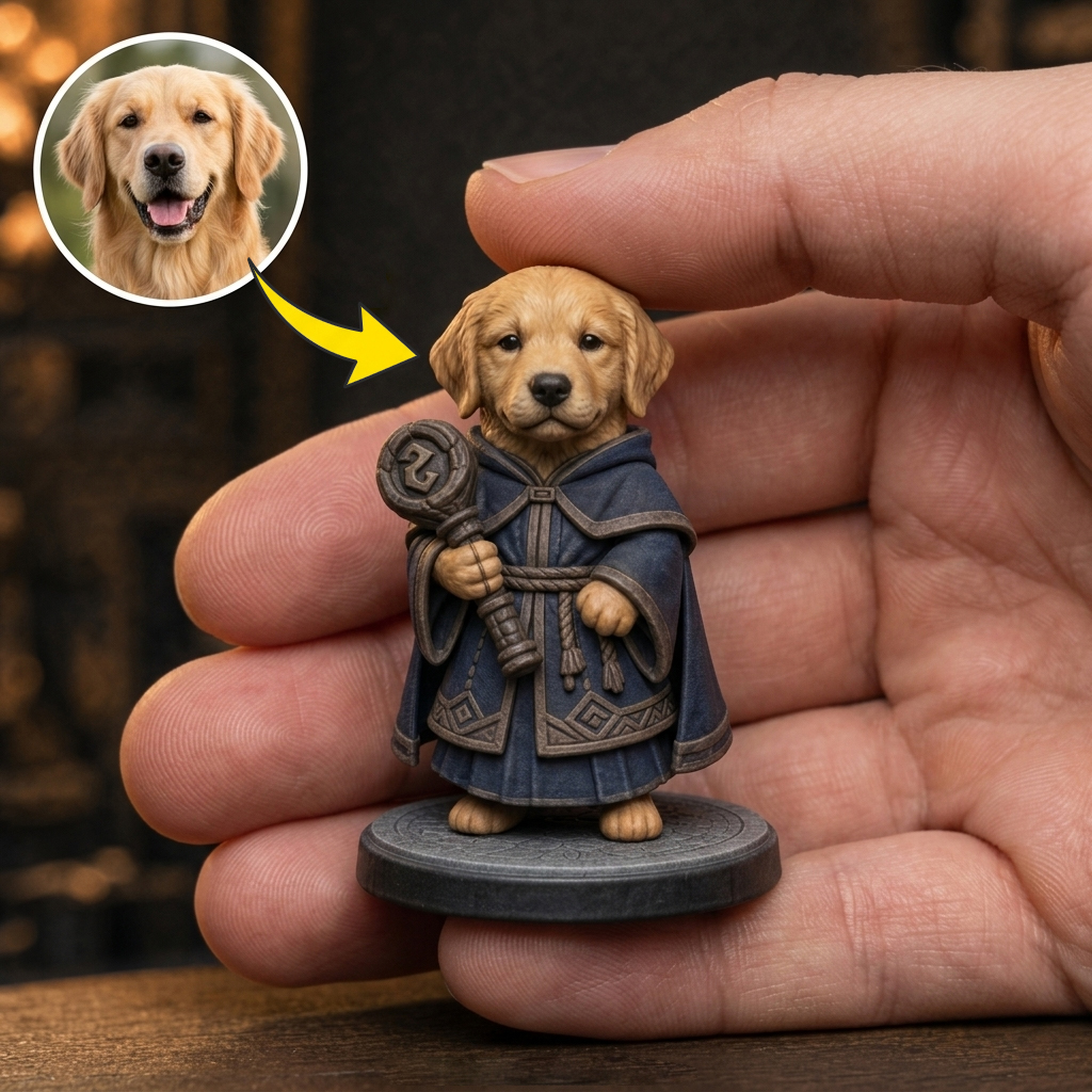 Custom 3D Pet Figurine – Fantasy RPG Style