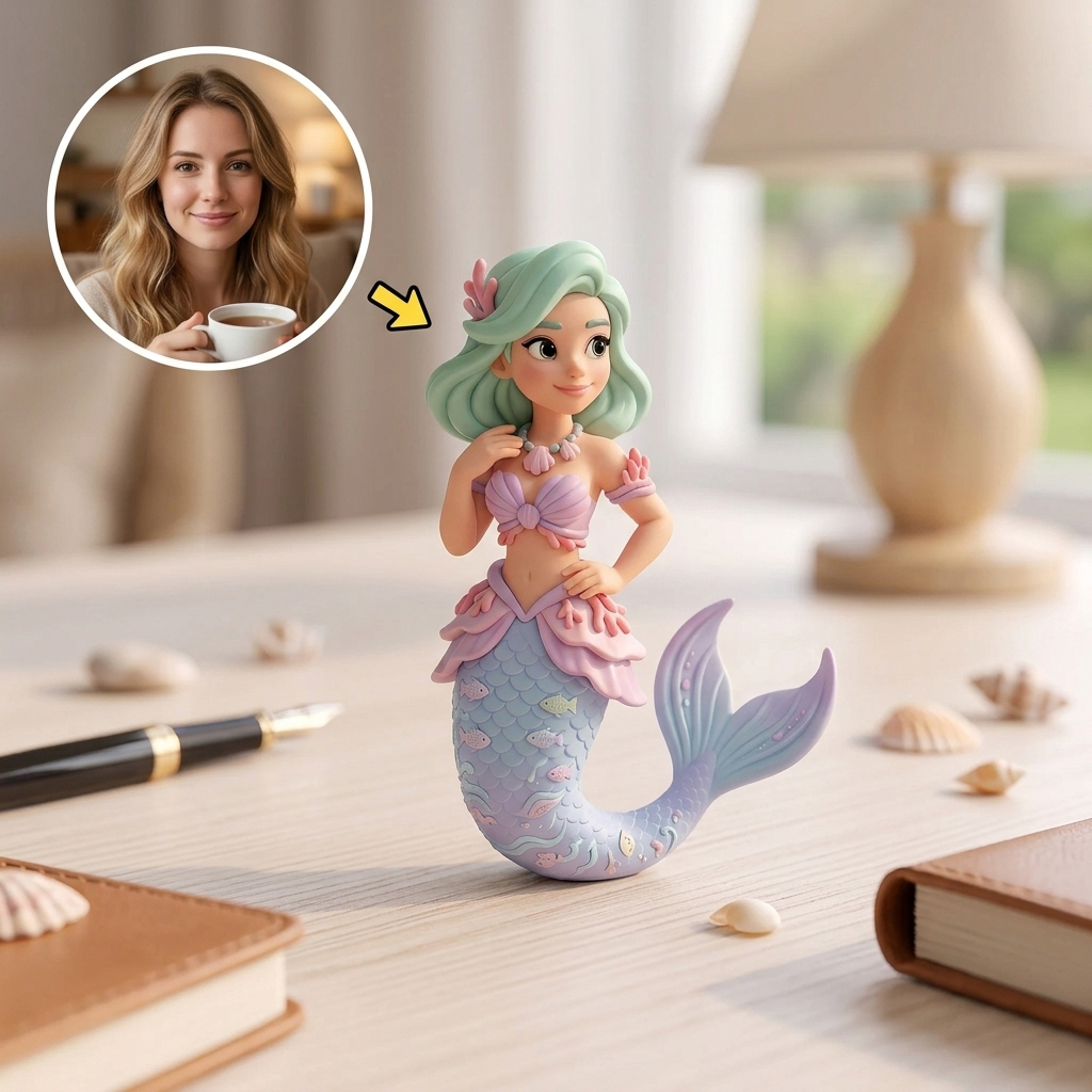 Custom Mermaid 3D Figure Desk Figurine