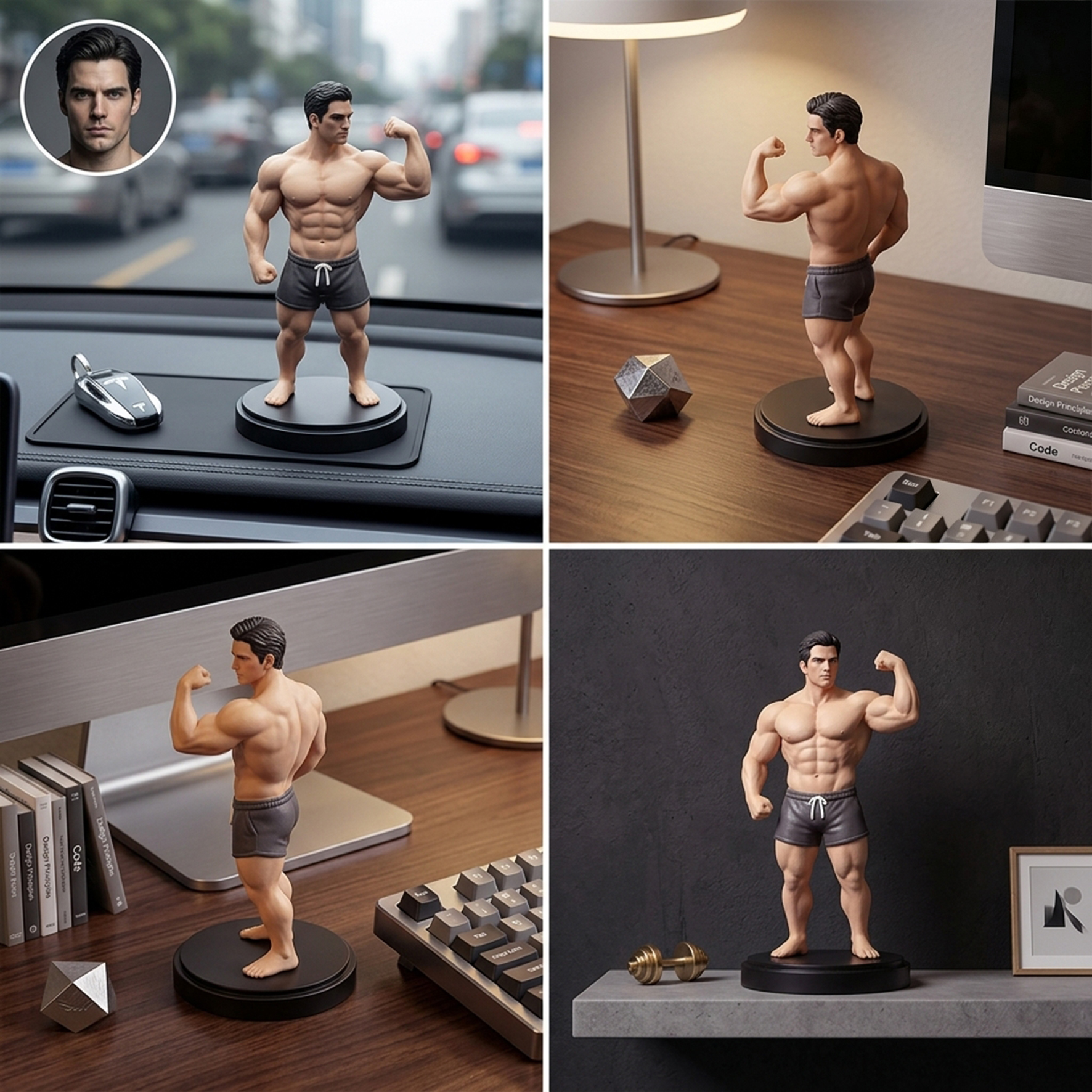 Custom 3D Printed Muscular Male Figure Figurine | Resin material, Suitable for Cars and Offices (Dashboard/Desktop), Gift For Him/Dad/Husband/Boyfriend