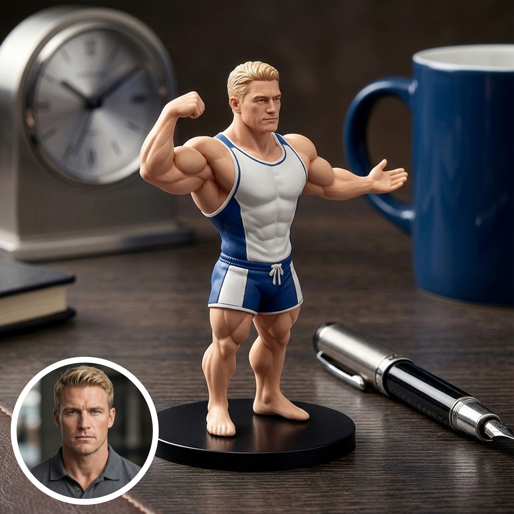 Custom 3D Printed Muscular Male Figure Figurine | Resin material, Suitable for Cars and Offices (Dashboard/Desktop), Gift For Him/Dad/Husband/Boyfriend