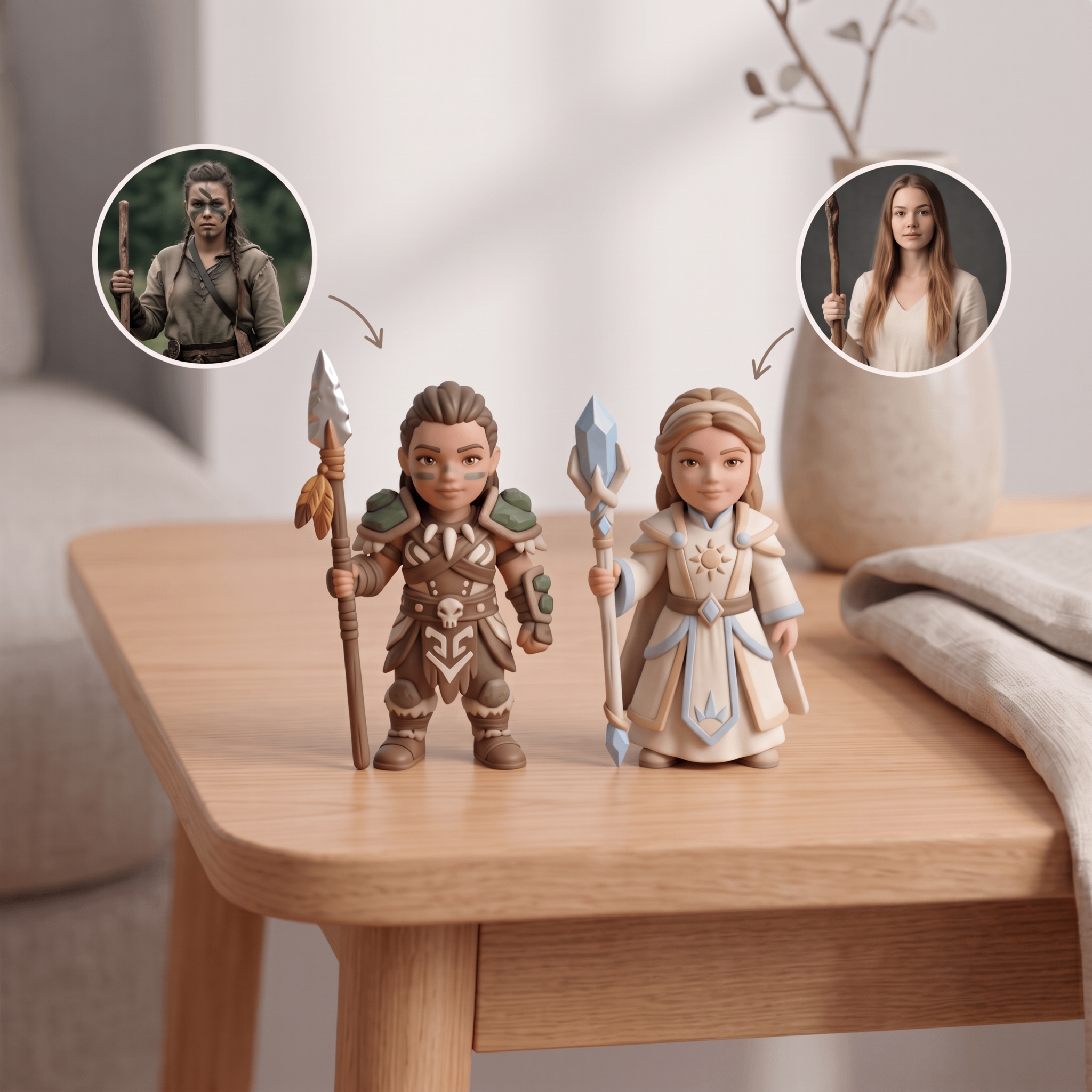 Custom 3D Character Figures Figurine – Fantasy RPG Style