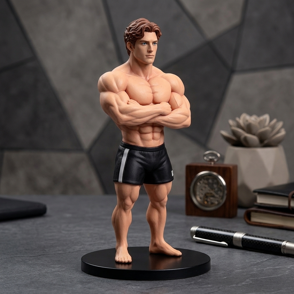 Custom 3D Printed Muscular Male Figure Figurine | Resin material, Suitable for Cars and Offices (Dashboard/Desktop), Gift For Him/Dad/Husband/Boyfriend