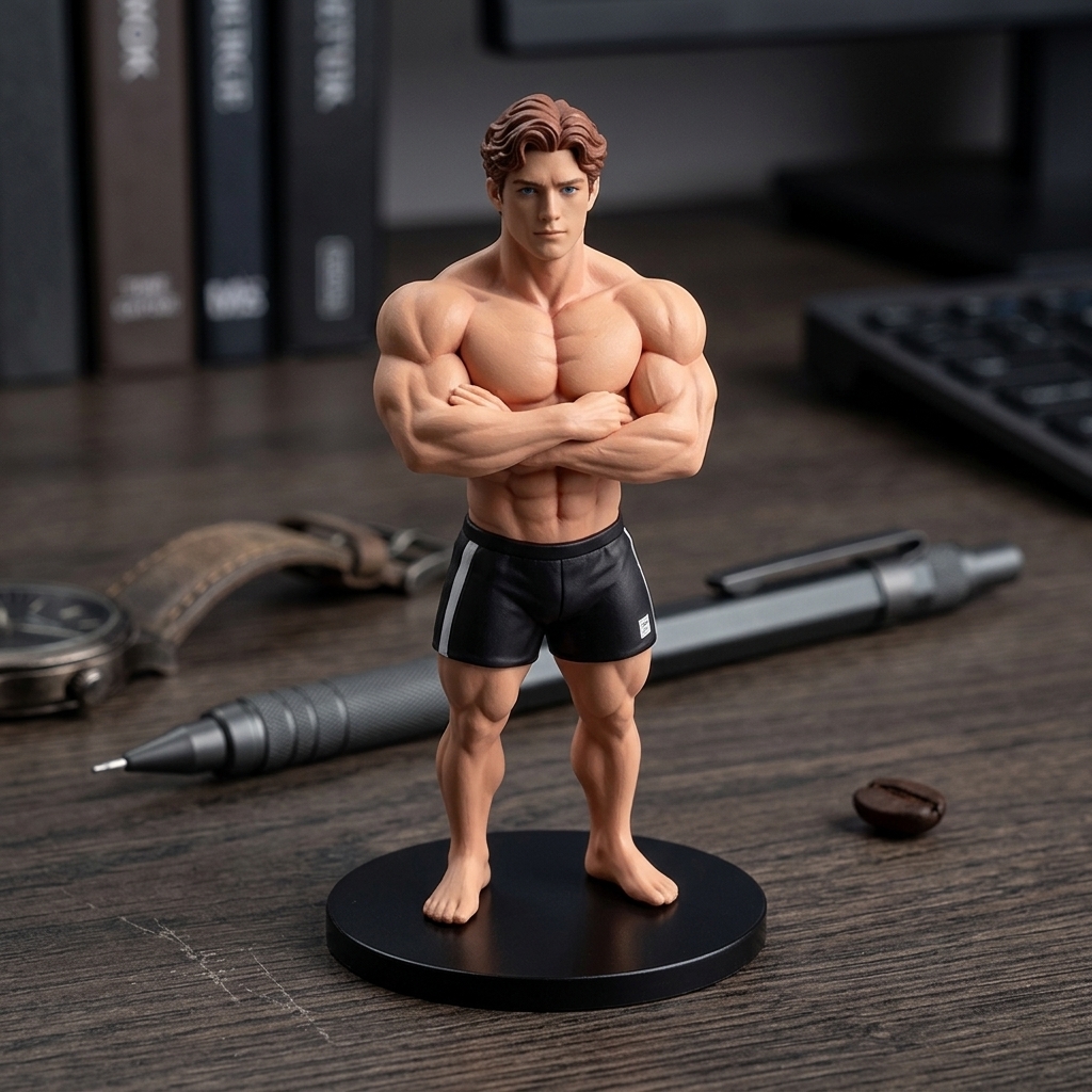 Custom 3D Printed Muscular Male Figure Figurine | Resin material, Suitable for Cars and Offices (Dashboard/Desktop), Gift For Him/Dad/Husband/Boyfriend