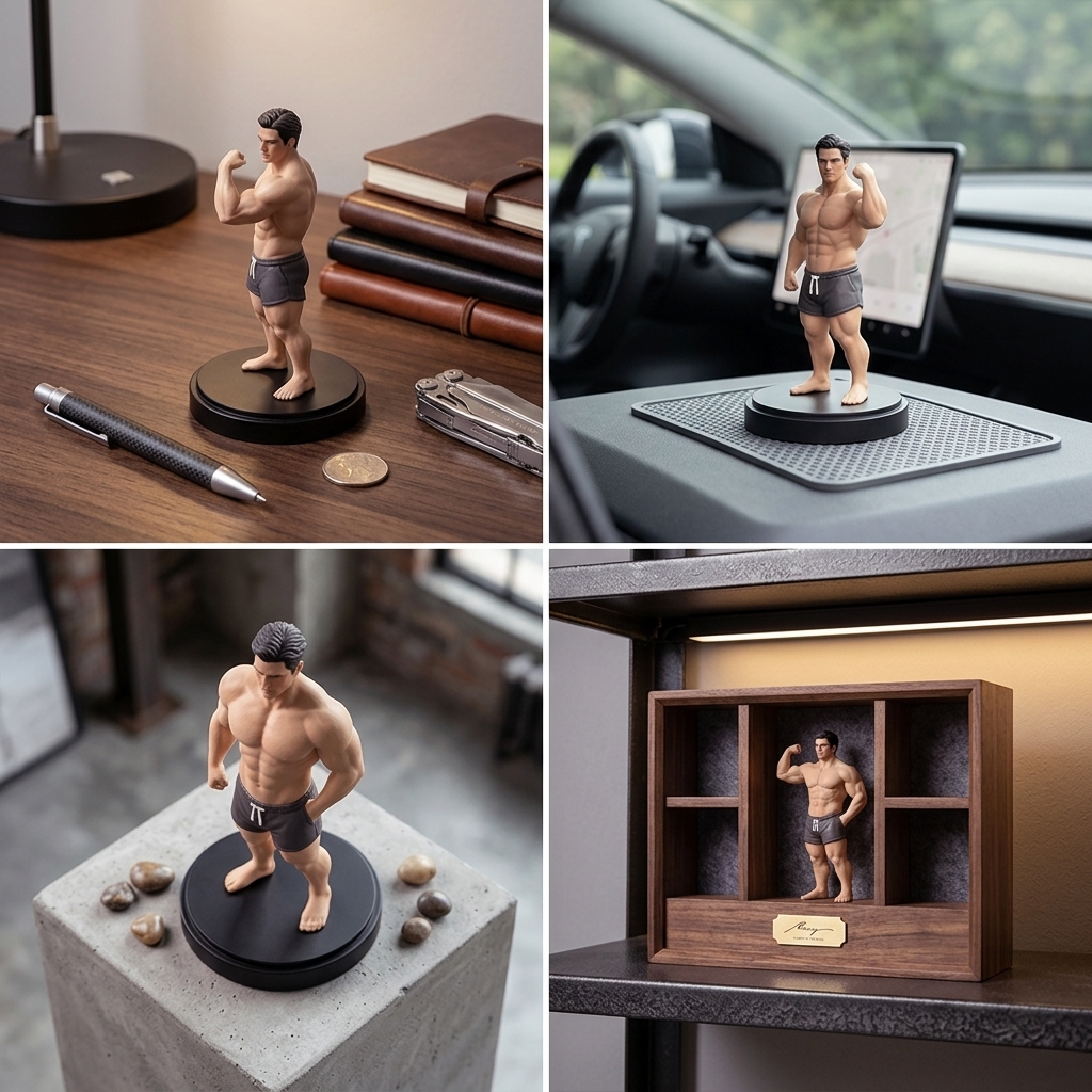Custom 3D Printed Muscular Male Figure Figurine | Resin material, Suitable for Cars and Offices (Dashboard/Desktop), Gift For Him/Dad/Husband/Boyfriend