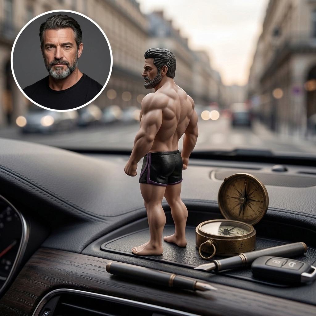 Custom 3D Printed Muscular Male Figure Figurine | Resin material, Suitable for Cars and Offices (Dashboard/Desktop), Gift For Him/Dad/Husband/Boyfriend