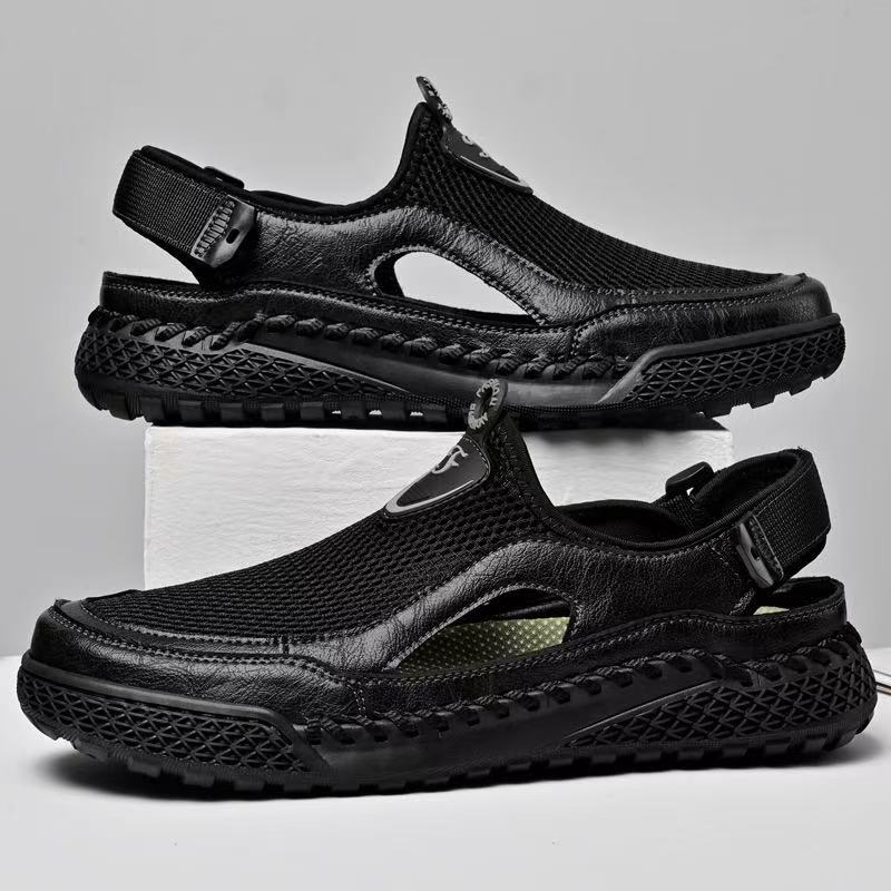Men's Handmade Genuine Leather Mesh Sandals