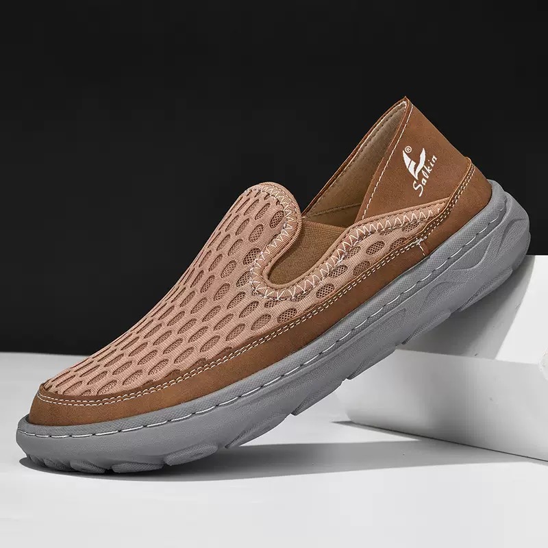 Men mesh breathable toe widened orthopedic slip-on shoes