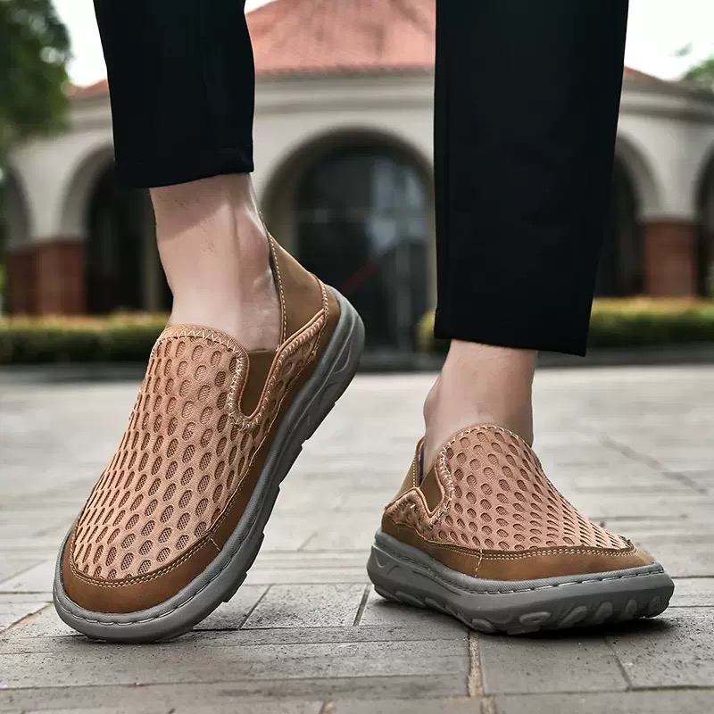 Men mesh breathable toe widened orthopedic slip-on shoes