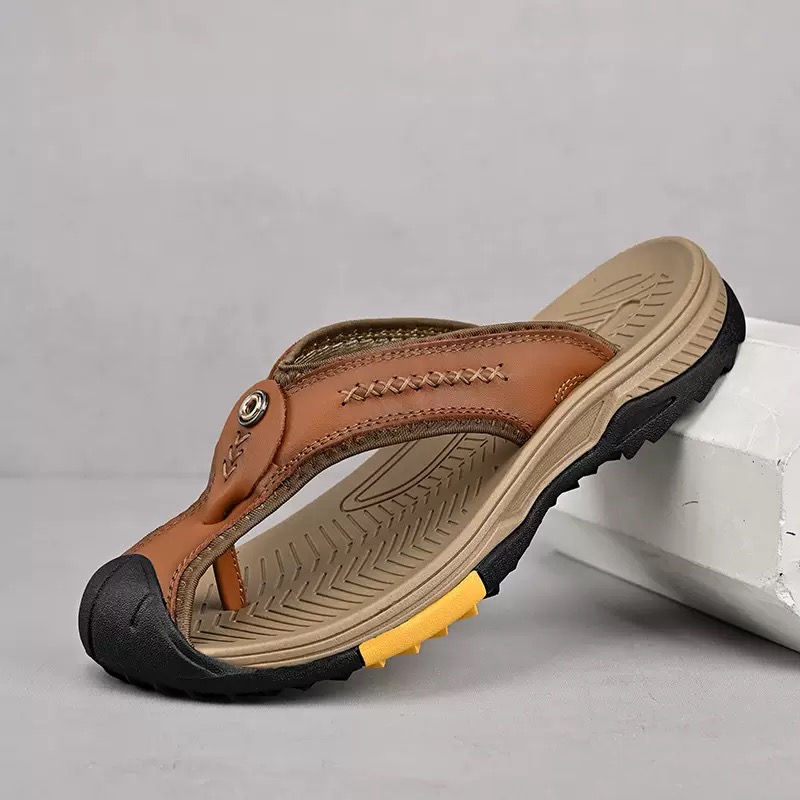 Men Handmade Cowhide Orthopedic Sandals