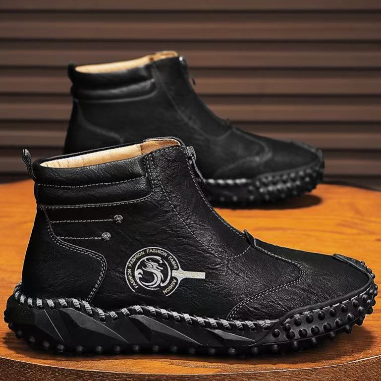 Men’s Relax Fit Leather Loafers – Handmade Craft, Anti-Slip Rubber Sole