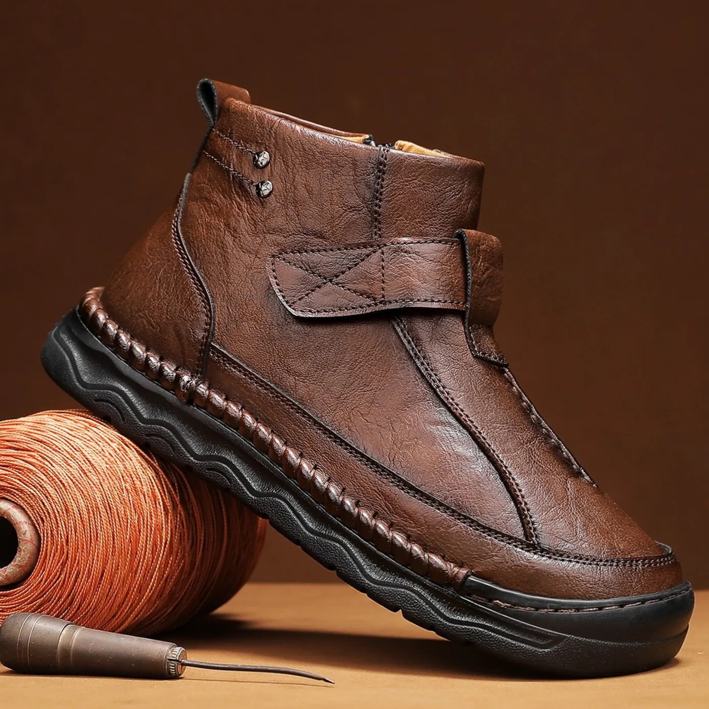 Comfort Fit Leather Sneakers – Handcrafted with Shock Absorption
