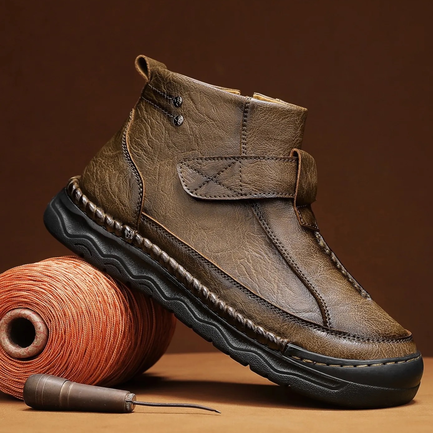 Comfort Fit Leather Sneakers – Handcrafted with Shock Absorption