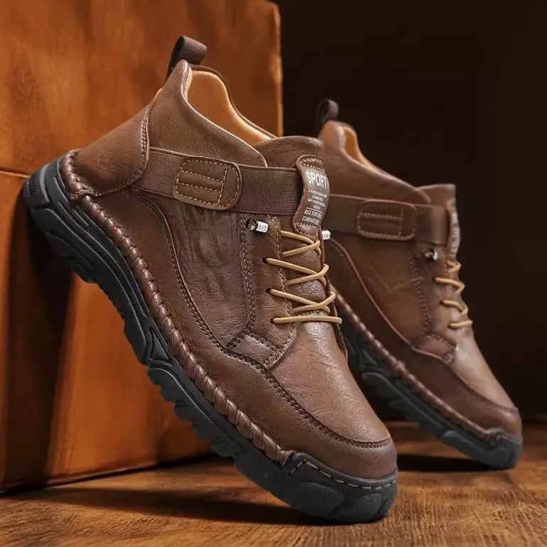 Handcrafted Leather Slip-Ons – Breathable Mesh & Easy Wear