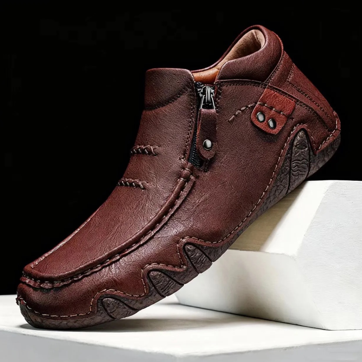 Genuine Leather Walking Shoes – Orthopedic Arch Support Design